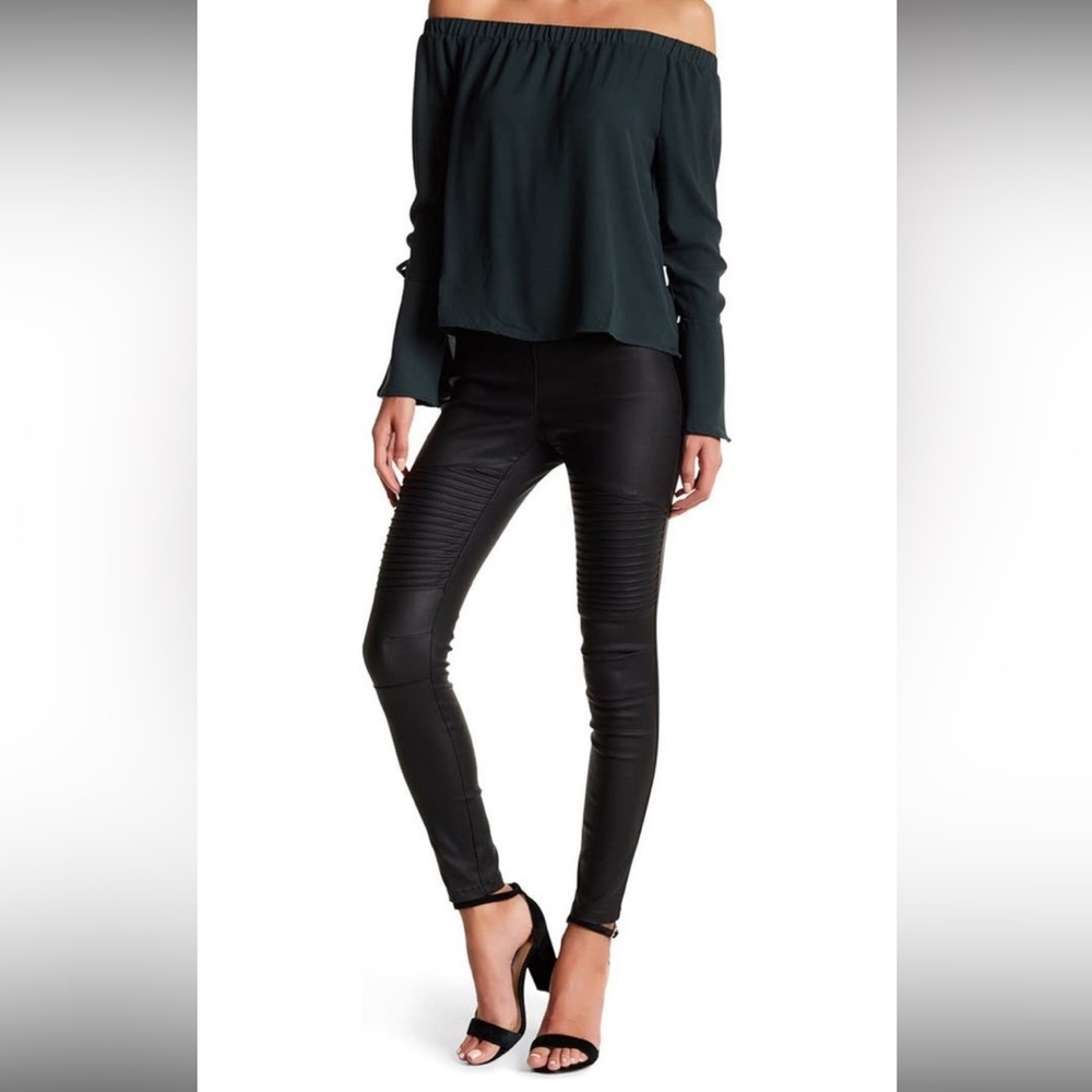 Ooberswank Moto Style Leggings Pants Women's Large Black tight Faux Leather